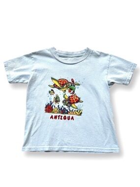 ⭐️ 5 for $25 Antigua Light Blue Cotton T-Shirt with Turtles & Fish Size 4T